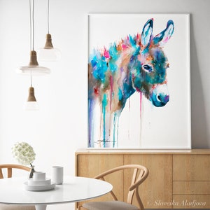Donkey Watercolor Painting Print by Slaveika Aladjova, Animal Art ...