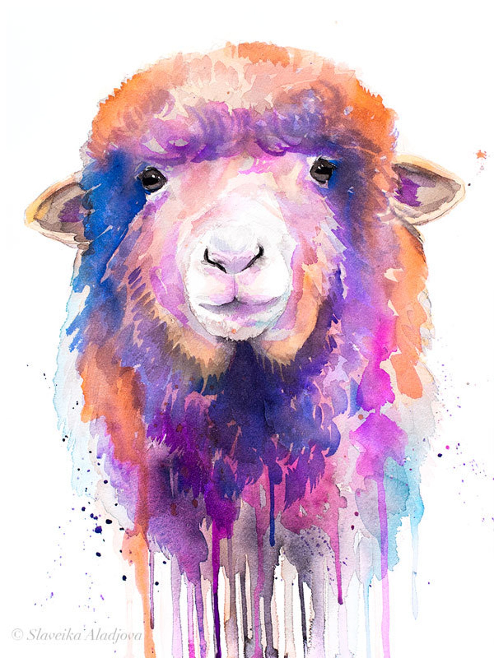 Colorful Sheep Watercolor Painting Print by Slaveika Aladjova | Etsy