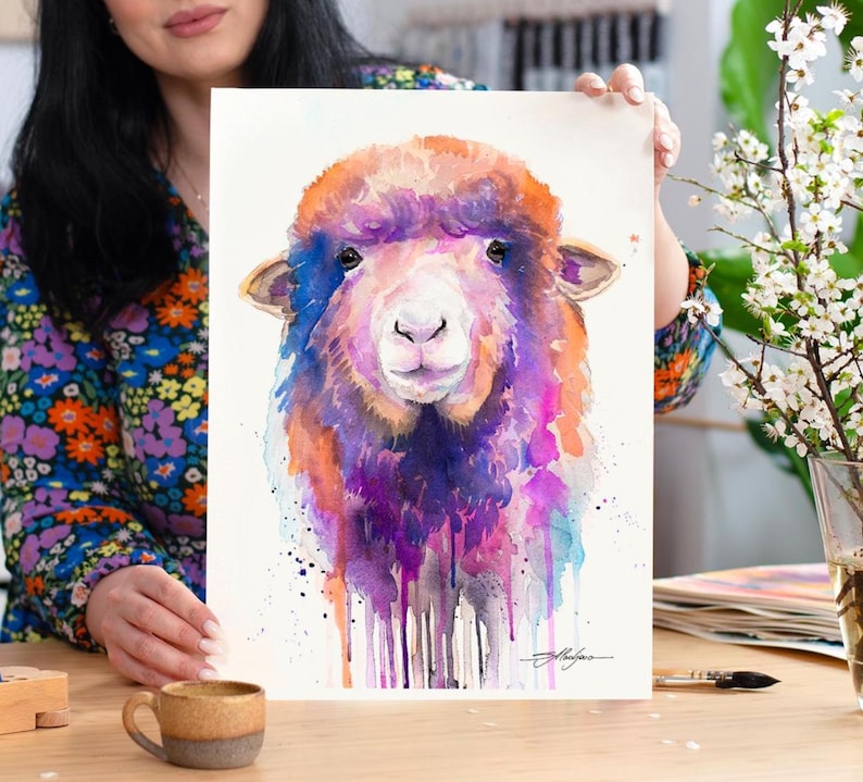 Colorful Sheep Limited Edition Watercolor Art Print by Slaveika ...