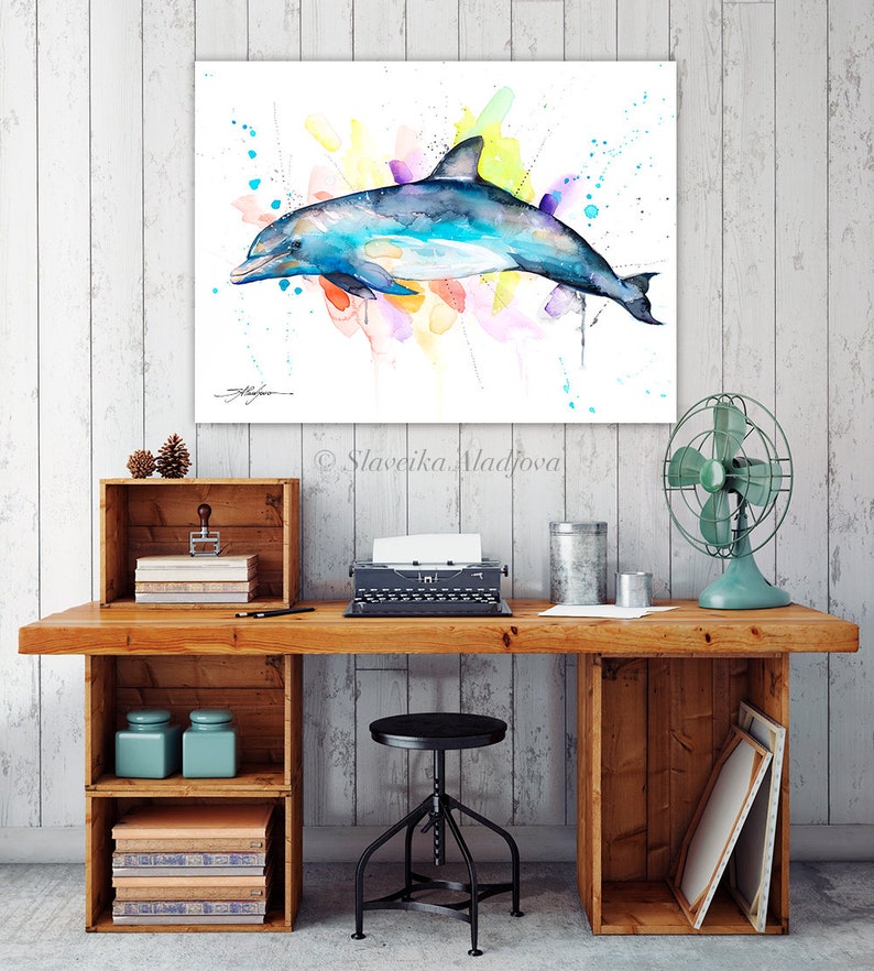Bottlenose Dolphin Limited Edition Watercolor Art Print by Slaveika ...