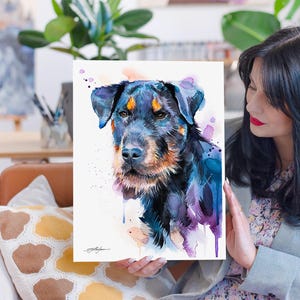 Jagdterrier, Duitse jachtterriër hond aquarel schilderij print door Slaveika Aladjova, kunst illustratie, home decor, eigentijds,