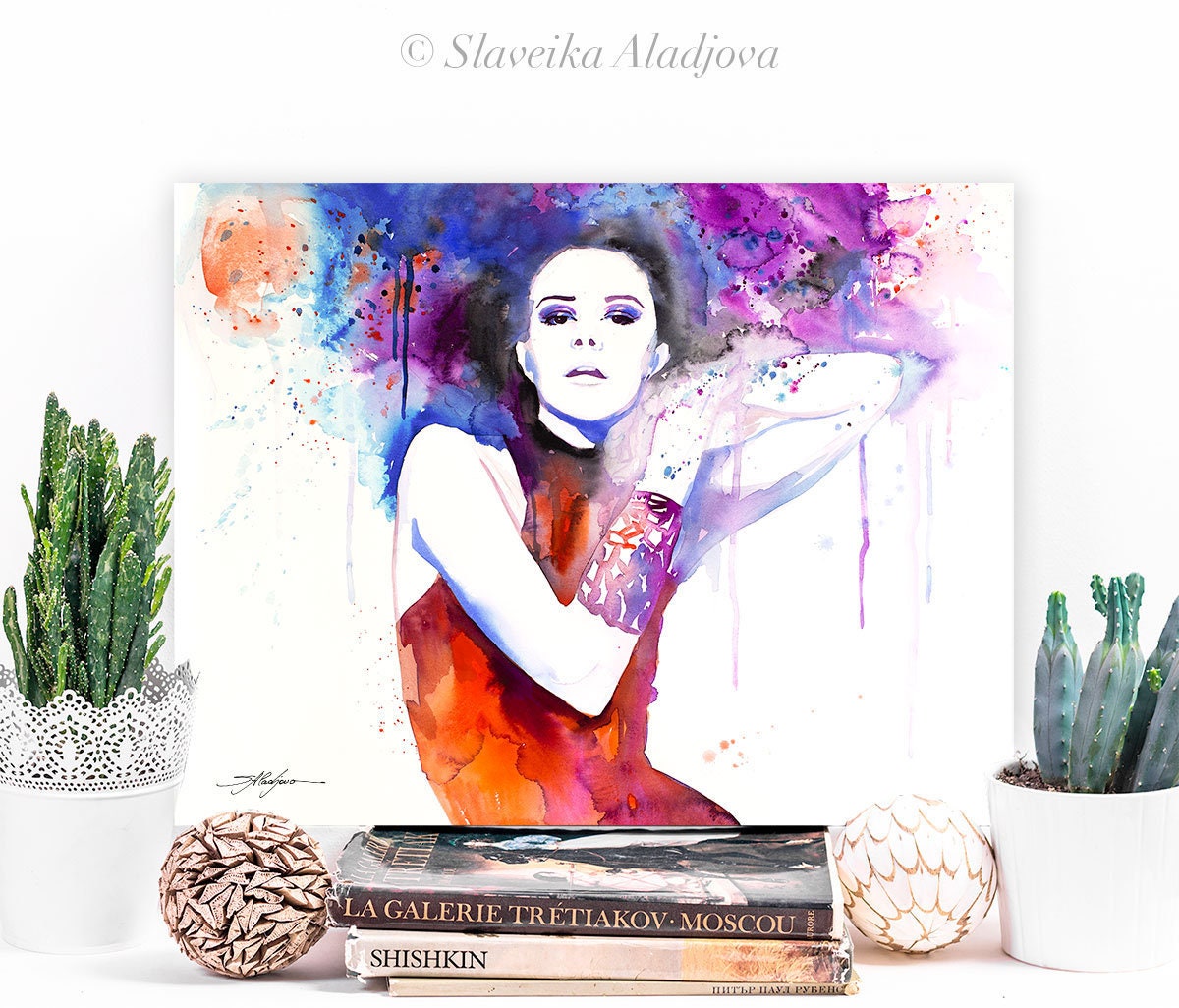 Colorful Girl Watercolor Painting Print by Slaveika Aladjova | Etsy