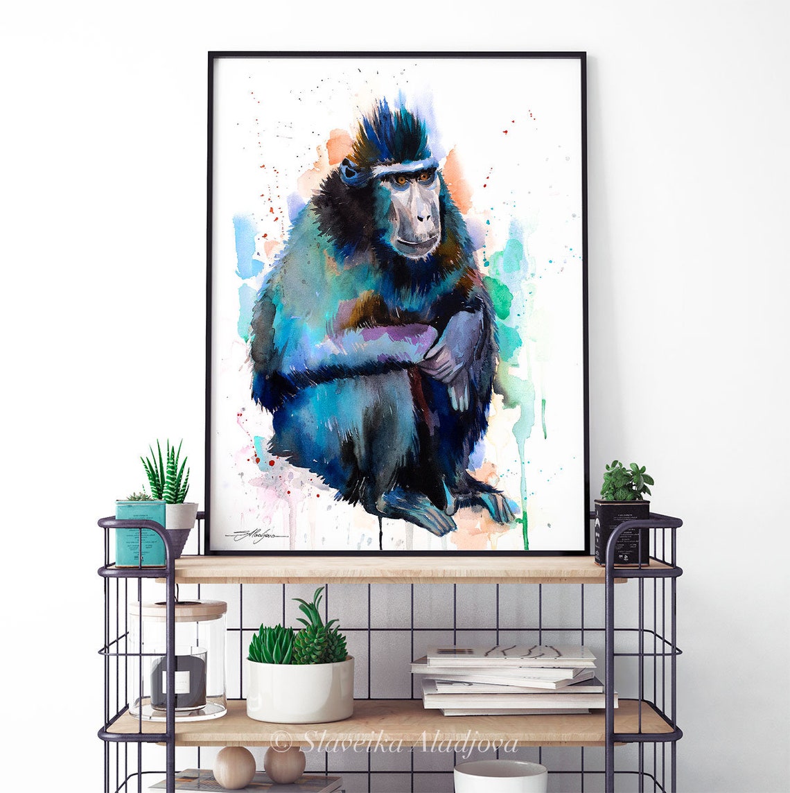Celebes Crested Macaque Watercolor Painting Print by Slaveika Aladjova ...