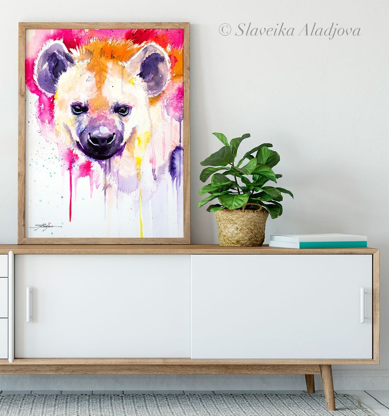 Hyena watercolor painting print by Slaveika Aladjova art | Etsy