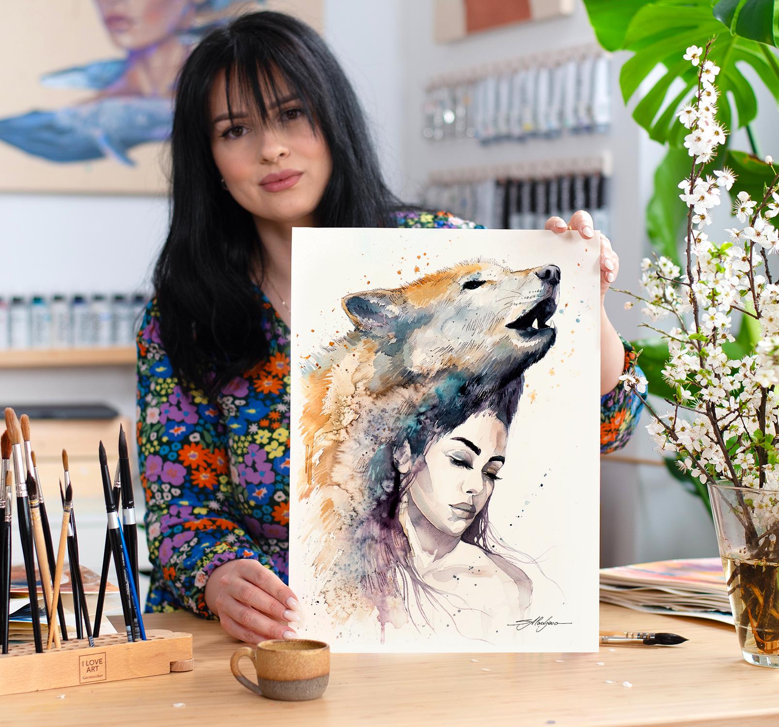 Wolf Girl Limited Edition Watercolor Art Print by Slaveika Aladjova ...
