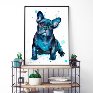 Black French Bulldog Baby watercolor painting print by Slaveika Aladjova, art, animal, illustration, home decor, gift, Contemporary, dog art image 9