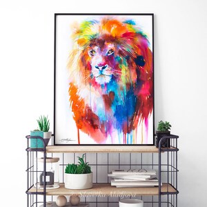 Lion Watercolor Painting Print by Slaveika Aladjova, Art, Animal ...
