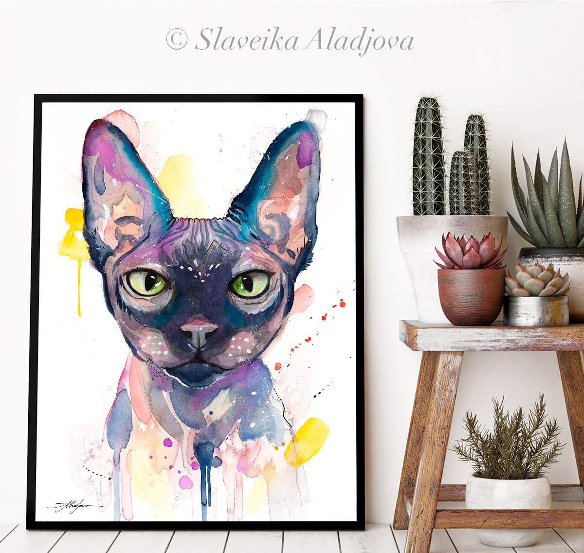 Sphynx Cat Limited Edition Watercolor Art Print by Slaveika Aladjova ...