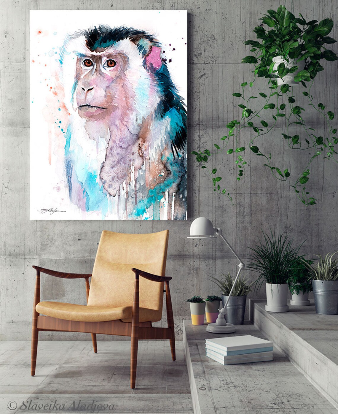Macaque Watercolor Painting Print by Slaveika Aladjova Art - Etsy