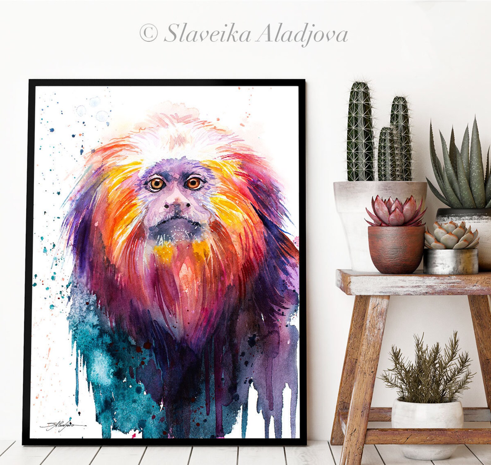 Golden Lion Tamarin Watercolor Painting Print by Slaveika Aladjova, Art ...