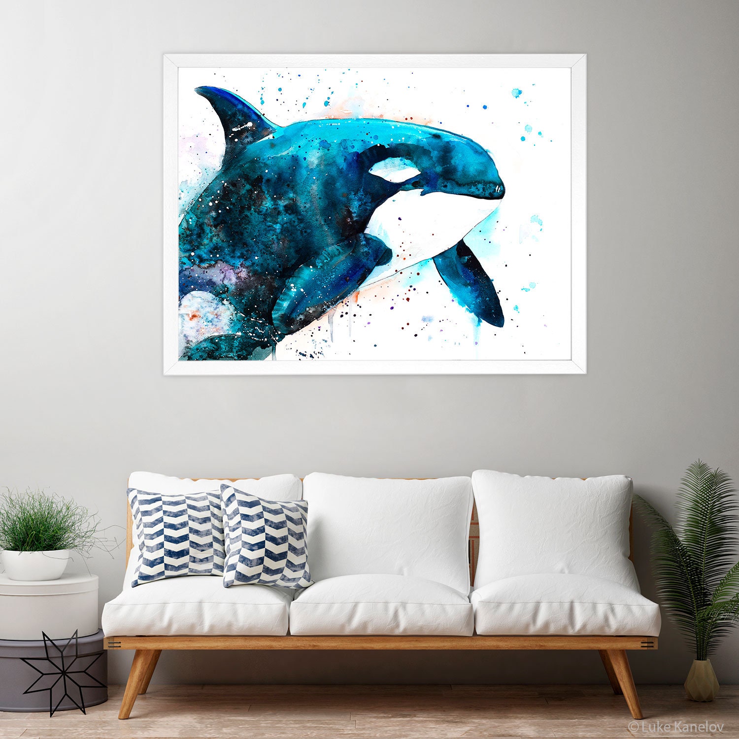 Orca Watercolor Painting Print by Slaveika Aladjova Art 