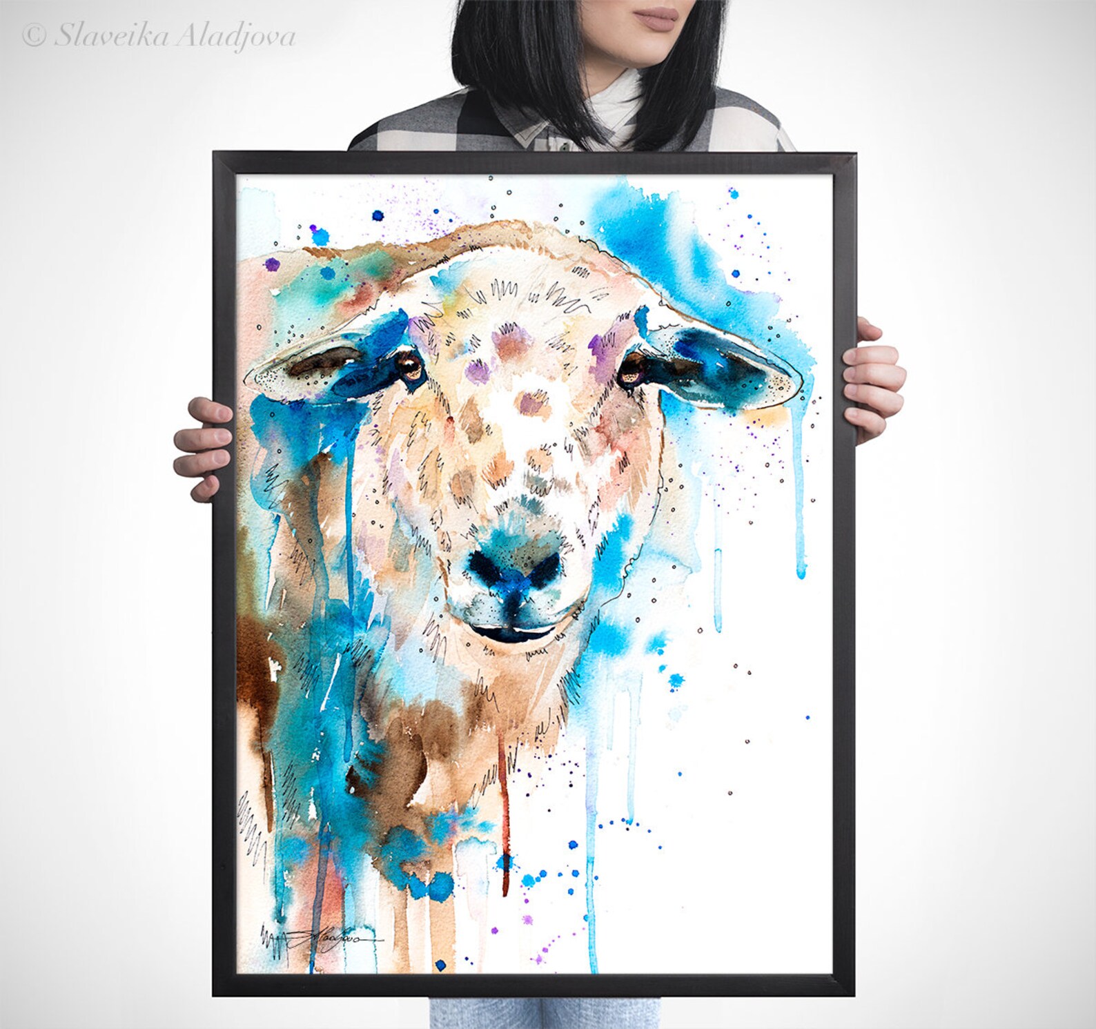 Sheep Limited Edition Watercolor Art Print by Slaveika Aladjova, Animal ...