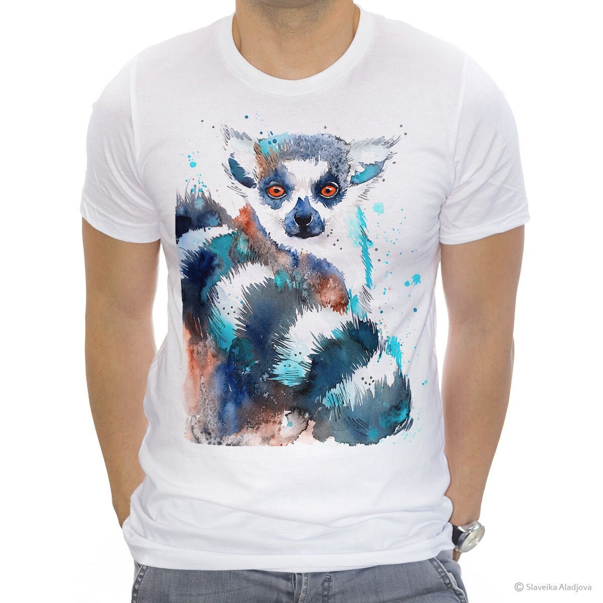 Ring-tailed lemur T-shirt, Unisex T-shirt, ring spun Cotton 100% ...