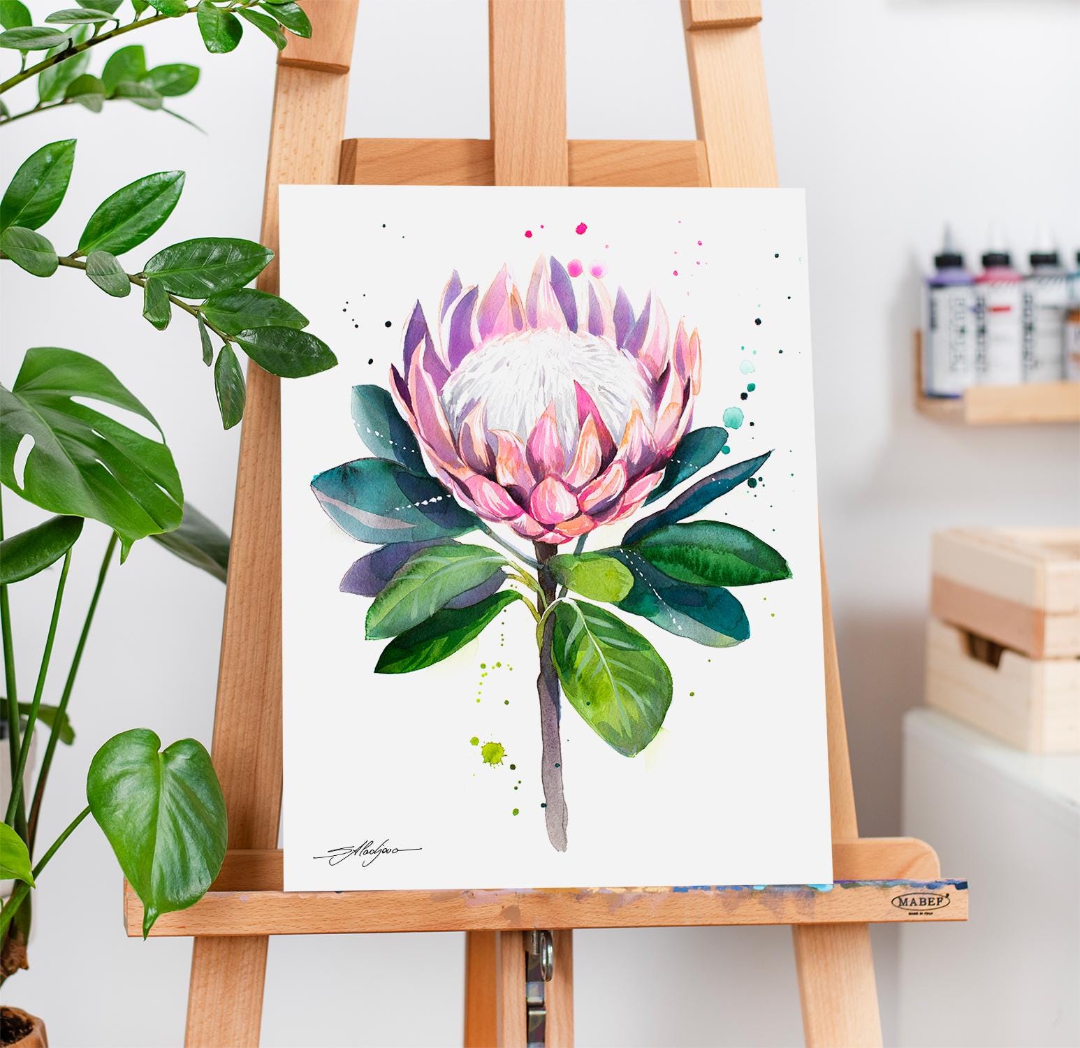 King Protea Limited Edition Watercolor Art Print by Slaveika Aladjova ...