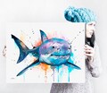Great white shark watercolor painting print by Slaveika Aladjova, art, animal, illustration, Sea art, sea life art, home decor, Wall art product logo