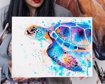 マンボウ、マンボウ、Slaveika Aladjovaによる限定版水彩画アート