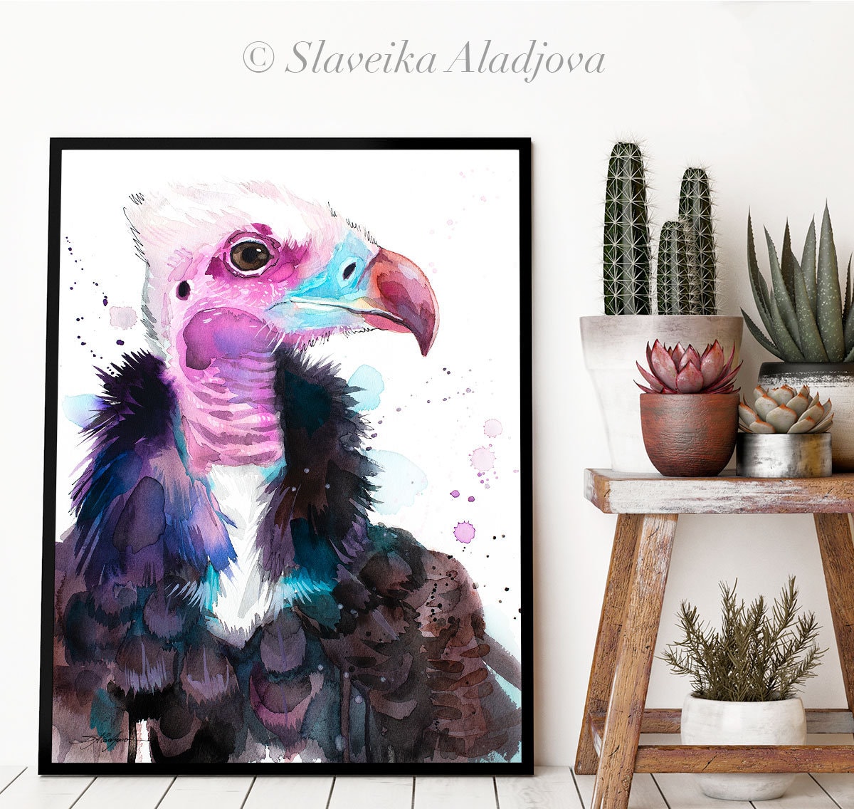 White-headed Vulture Limited Edition Watercolor Art Print by Slaveika ...
