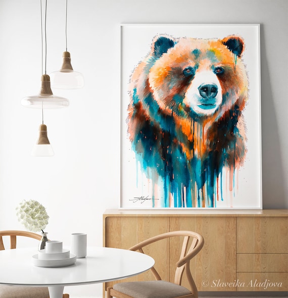 Animal Gift Inspirational Wildlife ART PRINT Grizzly bear Quote Wall Art