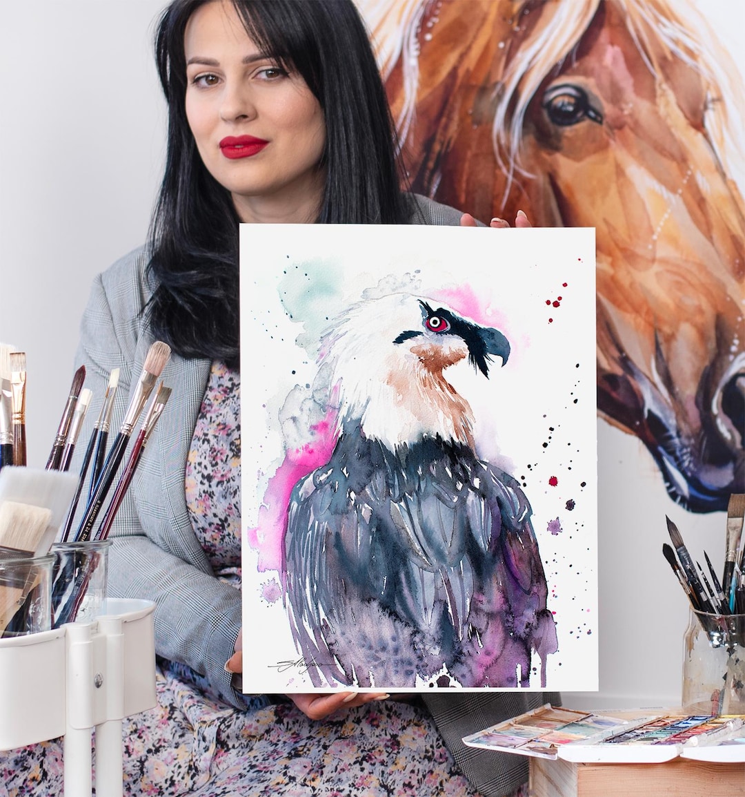 Bearded Vulture Watercolor Painting Print by Slaveika Aladjova, Art ...