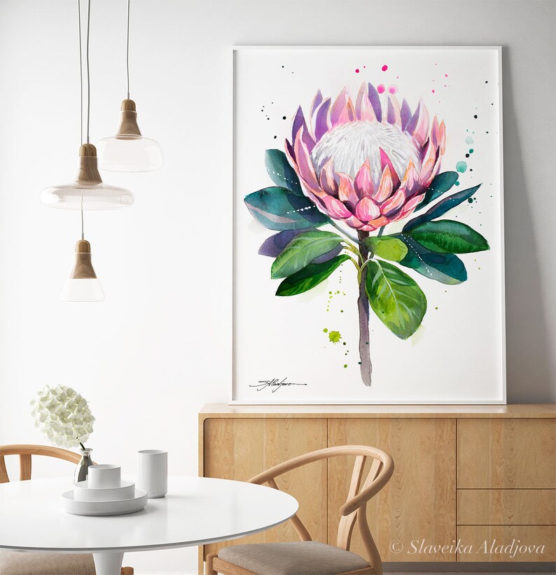 King Protea Limited Edition Watercolor Art Print by Slaveika Aladjova ...