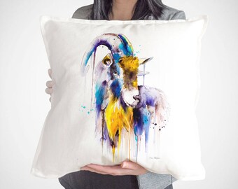Goat 4 throw pillow cover by Slaveika Aladjova, cushion cover, Decorative Pillow Cover, Animal Art, Watercolor pillow,Christmas gift
