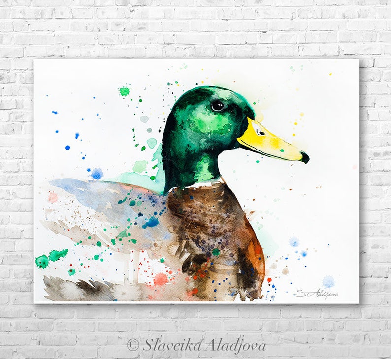 Mallard Duck Watercolor Painting Print by Slaveika Aladjova - Etsy