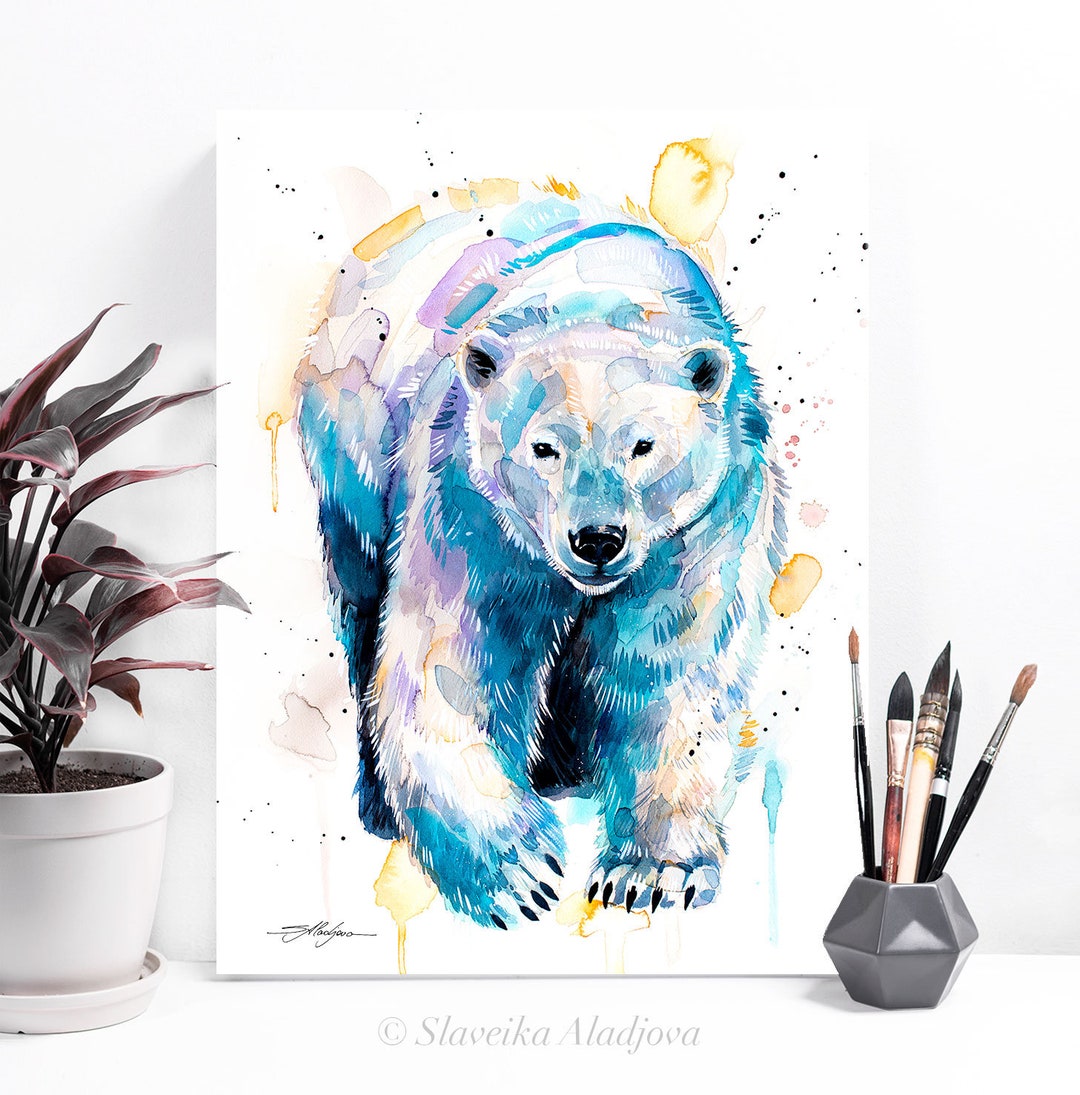 Polar Bear Watercolor Painting Print by Slaveika Aladjova, Art, Animal ...