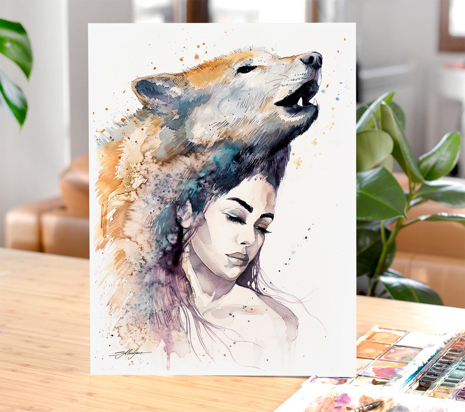 Wolf Girl Limited Edition Watercolor Art Print by Slaveika Aladjova ...