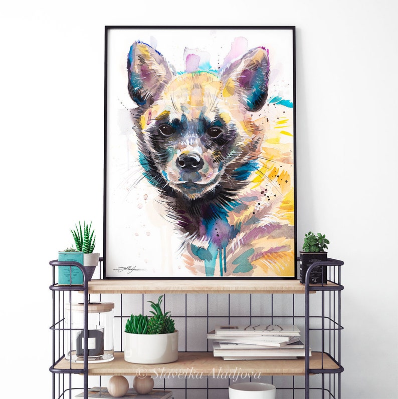 Striped Hyena Watercolor Painting Print by Slaveika Aladjova, Art ...