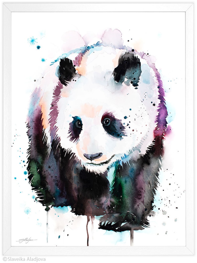 Panda watercolor painting print by Slaveika Aladjova art | Etsy