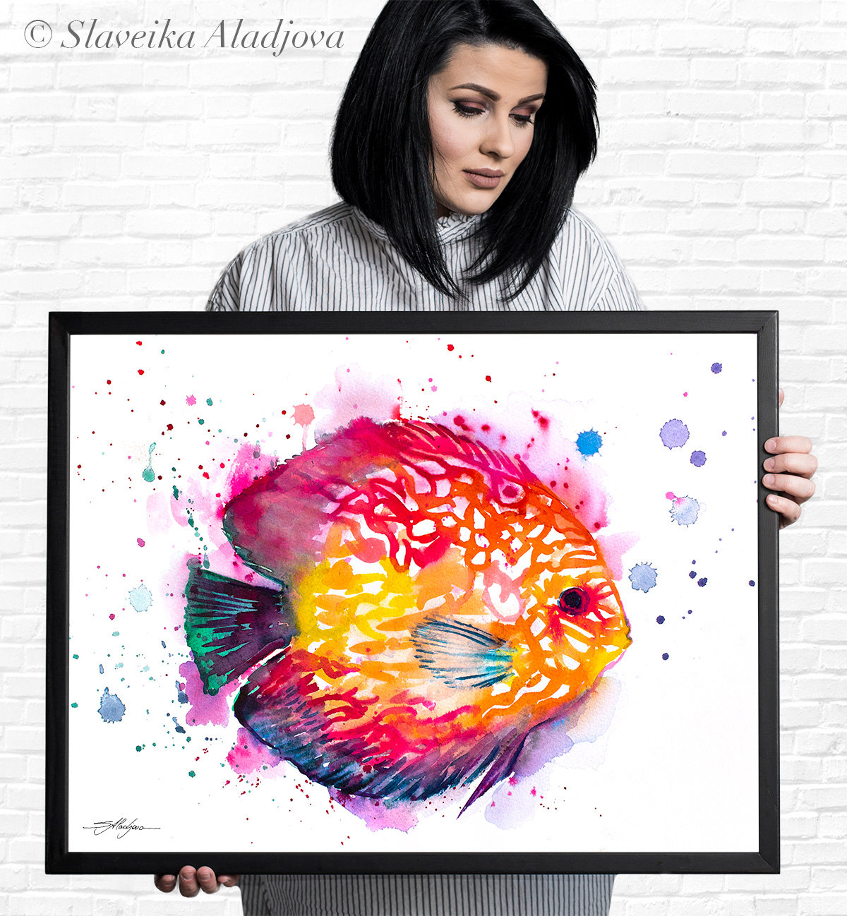 Discus Watercolor Painting Print by Slaveika Aladjova, Art, Animal ...