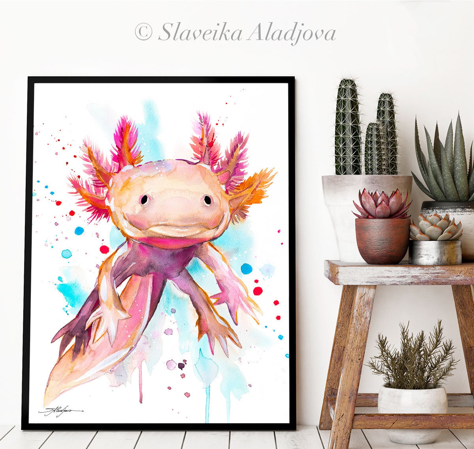 Axolotl Limited Edition Watercolor Art Print by Slaveika Aladjova ...