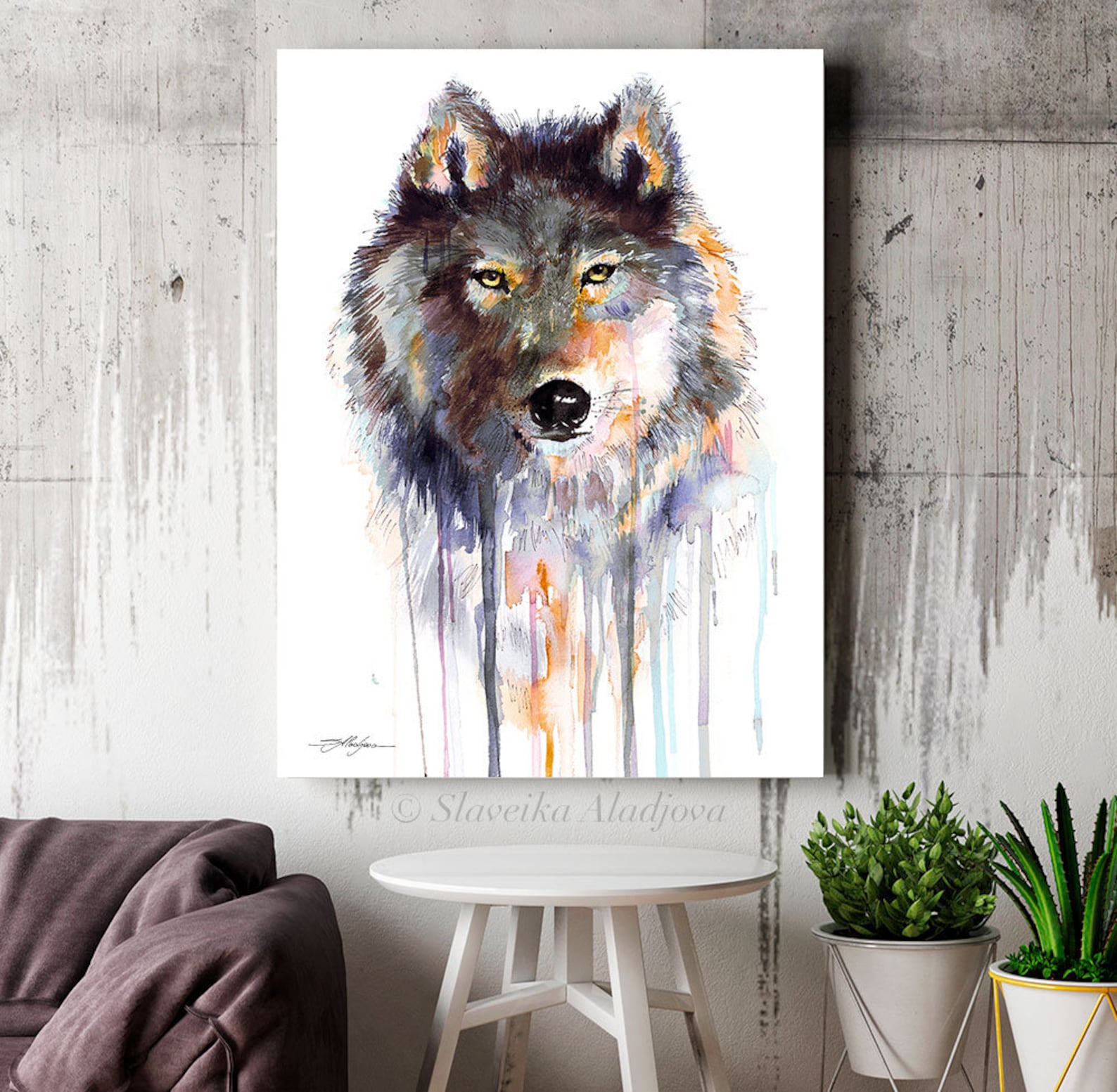 Grey Wolf Watercolor Painting Print by Slaveika Aladjova, Art, Animal ...