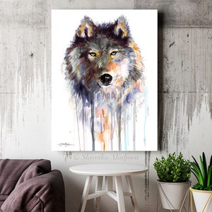 Grey Wolf Watercolor Painting Print by Slaveika Aladjova Art | Etsy