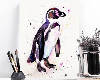 フンボルトペンギン 限定版水彩画アートプリント（Slaveika Aladjova作
