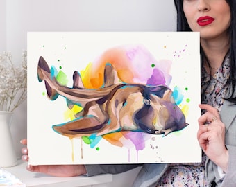 Port Jackson Shark Limited Edition Watercolor Art Print by Slaveika Aladjova, animal, illustration, Sea art, sea life art, home decor
