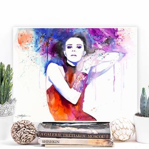 Colorful Girl watercolor painting print by Slaveika Aladjova, Fashion Illustration, Woman art, Illustration, watercolour,wall art,home decor