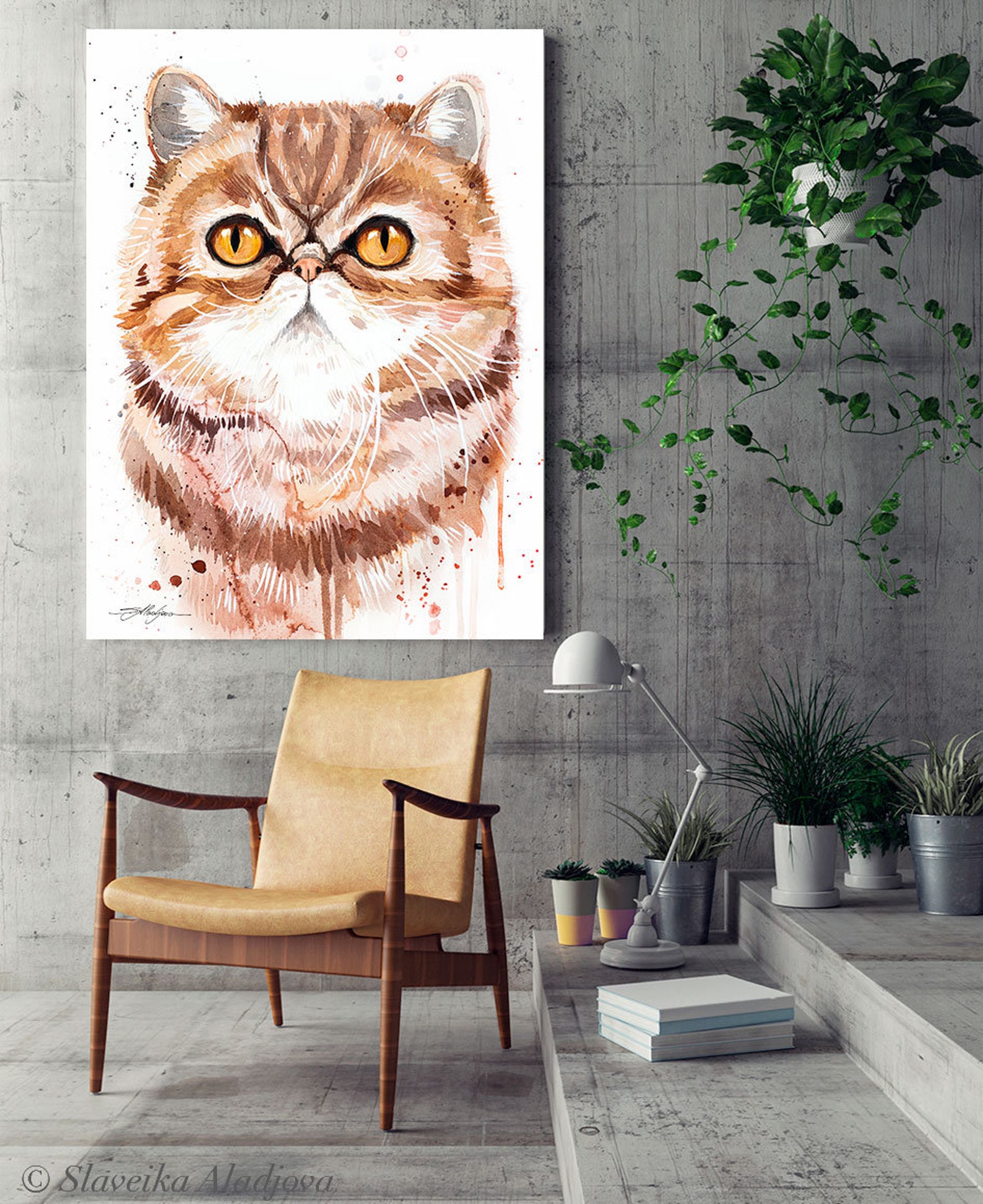 Exotic Shorthair Cat Limited Edition Watercolor Art Print by Slaveika ...