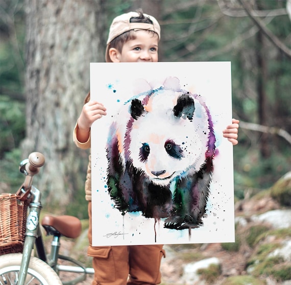 スラヴェイカ・アラジョヴァ作 パンダの限定版水彩画アートプリント