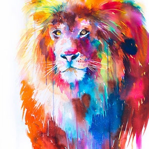 Lion Watercolor Painting Print by Slaveika Aladjova, Art, Animal ...