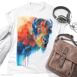 Bison Art T-shirt - Premium katoenen T-shirt voor mannen en vrouwen - Hoogwaardig unisex grafisch T-shirt