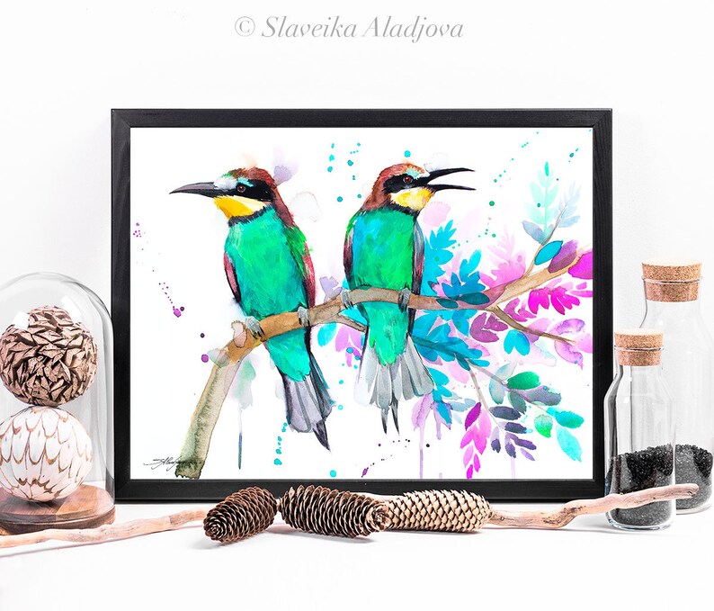 Bee-eater Watercolor Painting Print by Slaveika Aladjova Art | Etsy