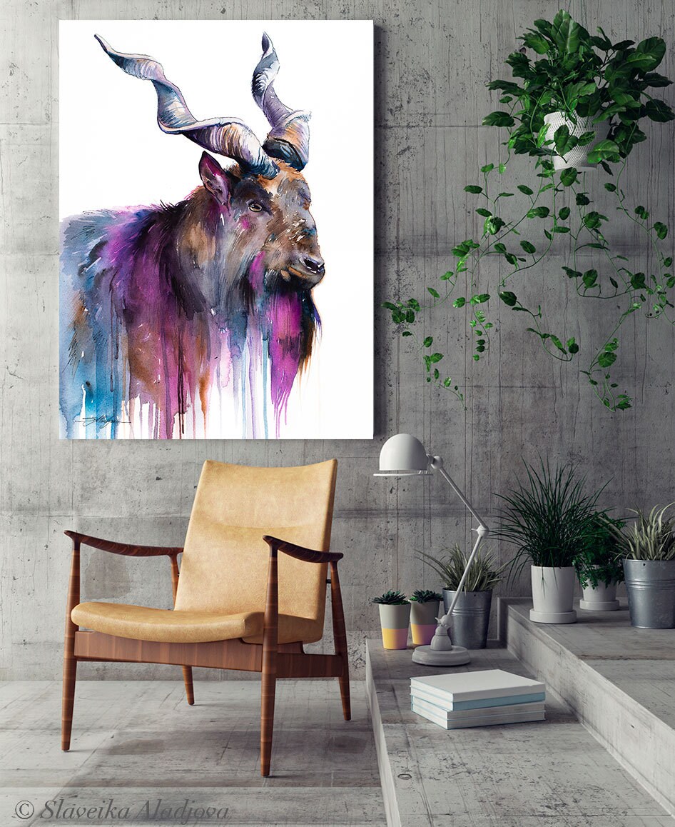 Goat Limited Edition Watercolor Art Print by Slaveika Aladjova, Animal ...