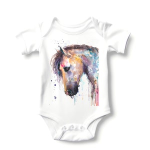 Mooi paard baby bodysuit, pasgeboren genderneutrale outfits, schattige dieren bodysuit, babyjongen of meisjes bodysuit