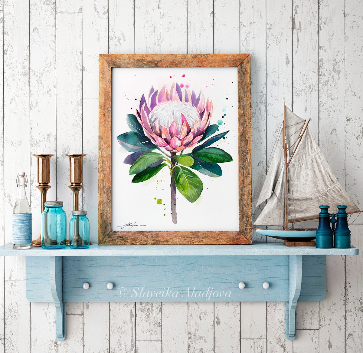 King Protea Limited Edition Watercolor Art Print by Slaveika Aladjova ...