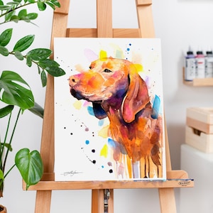 Vizsla watercolor painting print by Slaveika Aladjova, art, animal, illustration, home decor, Nursery, gift, Contemporary, dog art