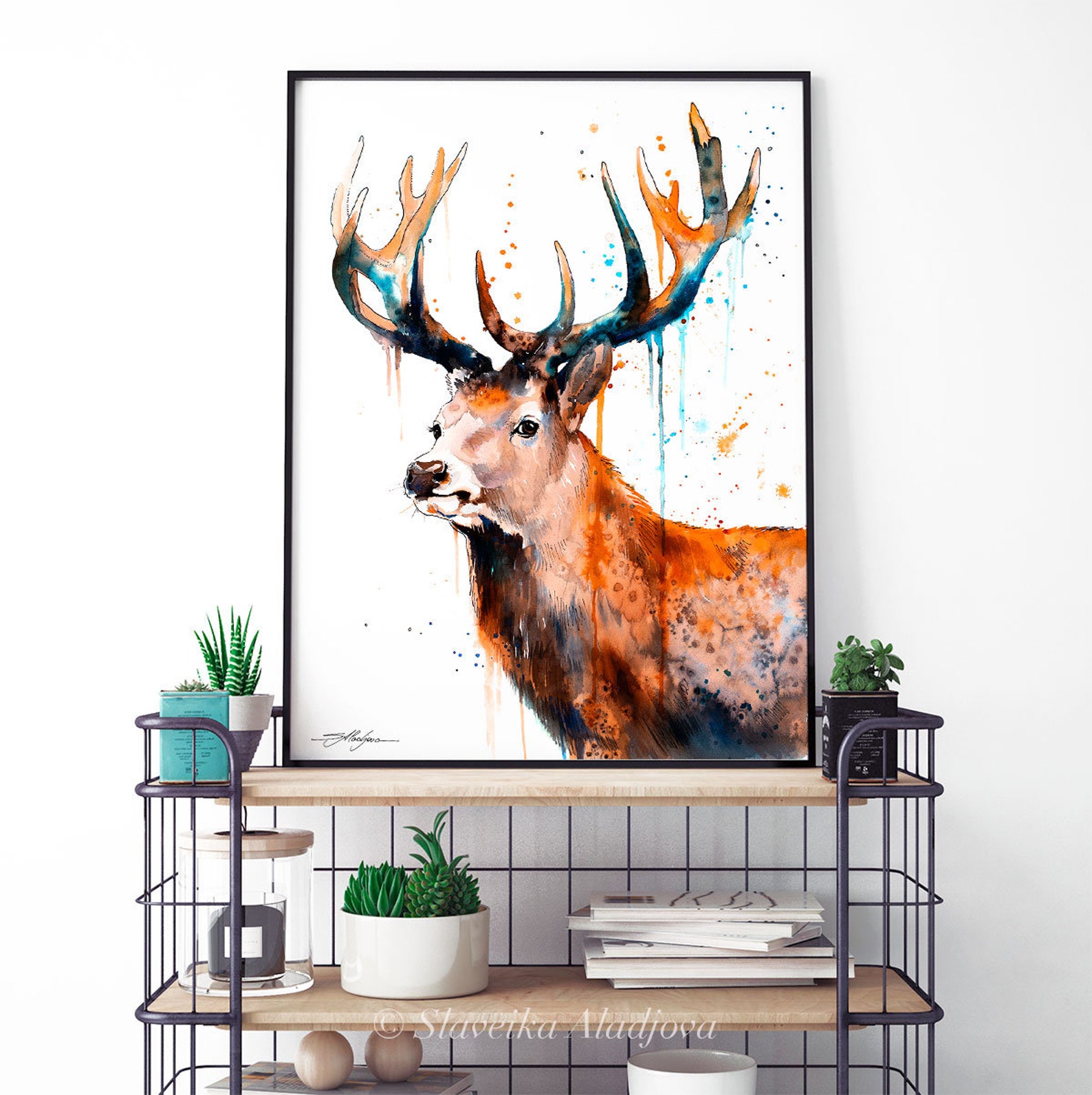 Red Deer Stag Watercolor Painting Print by Slaveika Aladjova, Art ...