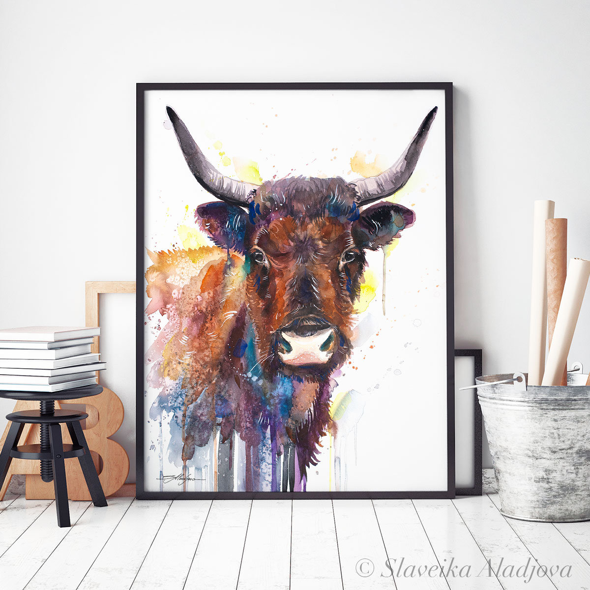 Cow Watercolor Painting Print by Slaveika Aladjova, Animal Art ...