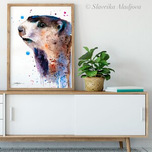 Marmot Watercolor Painting Print by Slaveika Aladjova Art - Etsy