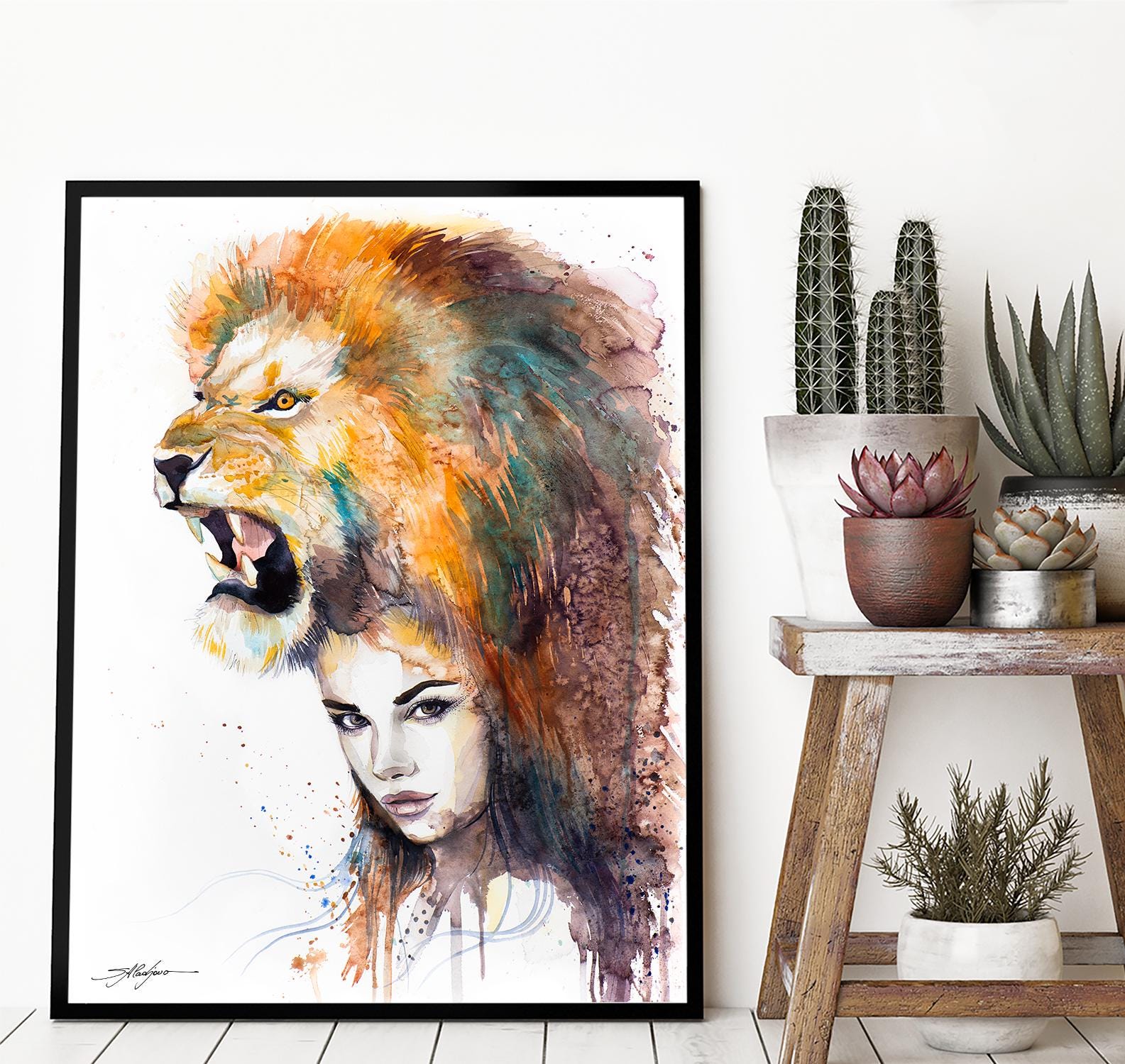 Lion Girl Limited Edition Watercolor Art Print by Slaveika Aladjova ...